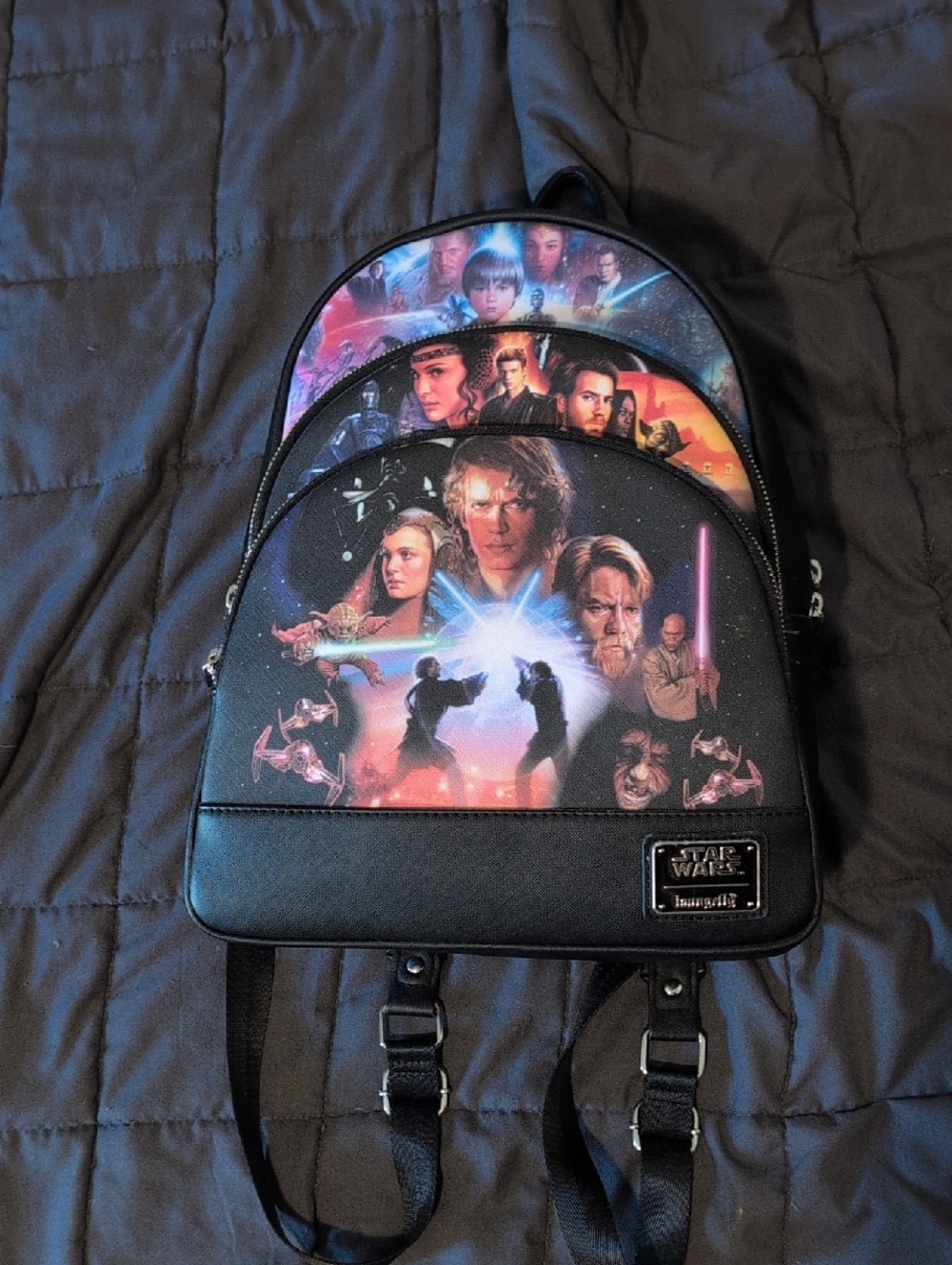 Loungefly Star Wars Black Graphic Backpack - Anakin & Obi-Wan Design